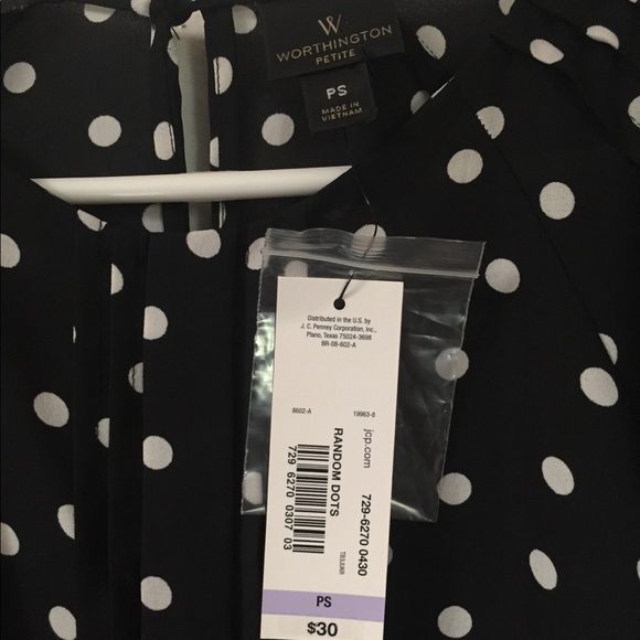 Polka Dots Shirt, Worthington, Petite Small - Picture 4 of 5